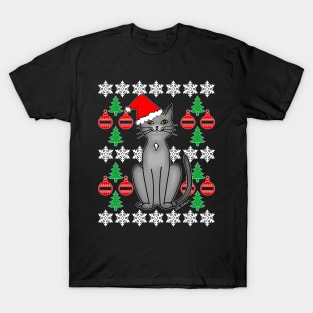 Christmas Cat Ugly Sweater Design T-Shirt